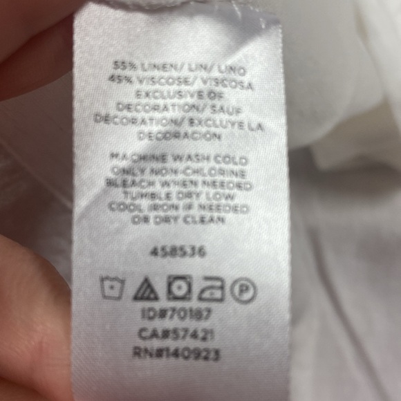 LOFT Short Sleeved Linen Eyelet Top with Deep Vneck back - Picture 8 of 8